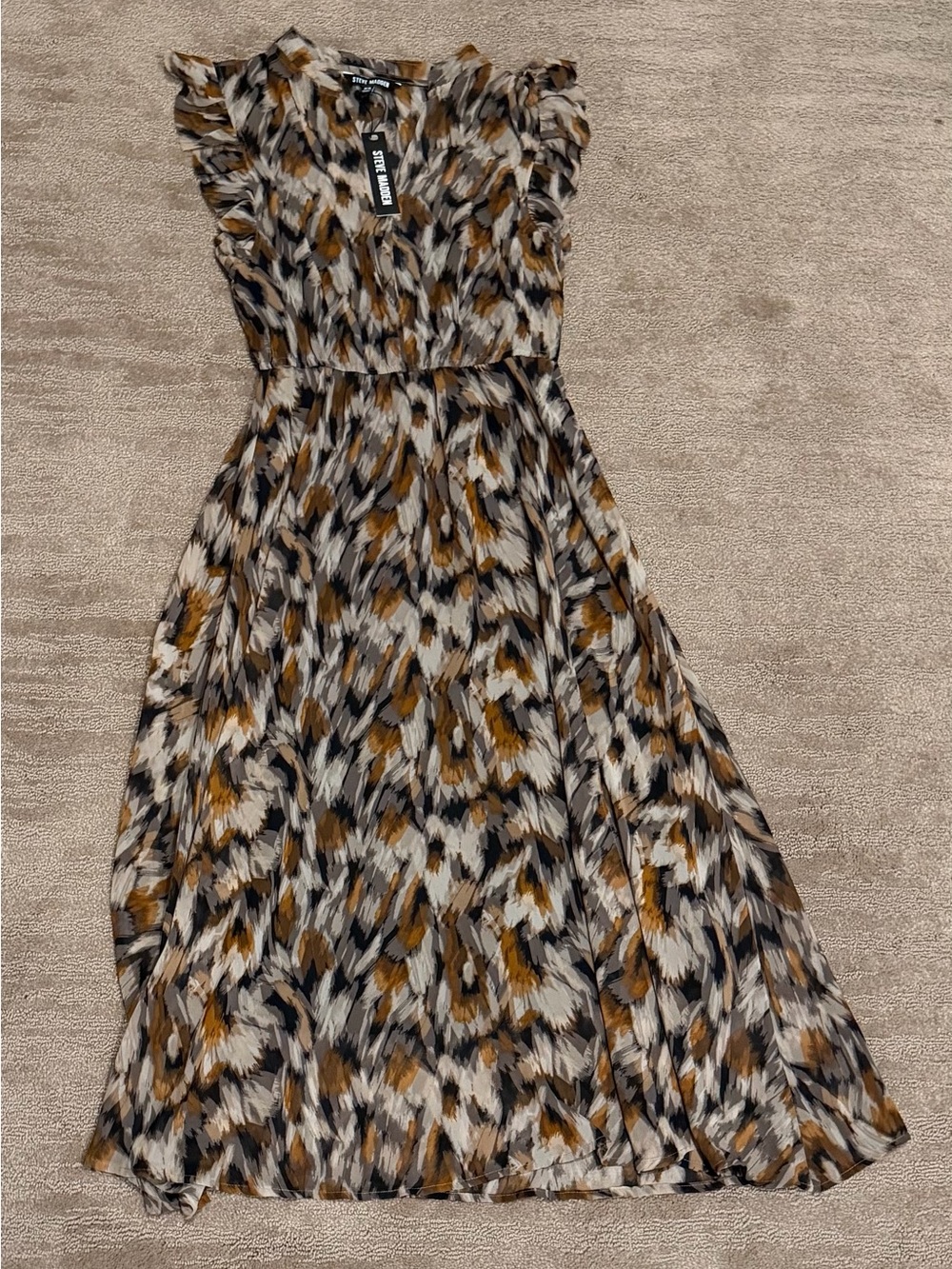 Steve Madden Black, Brown & Cream Printed Maxi Dress